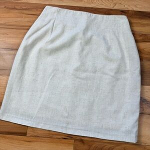 High Waisted Linen-Blend Cream Skirt